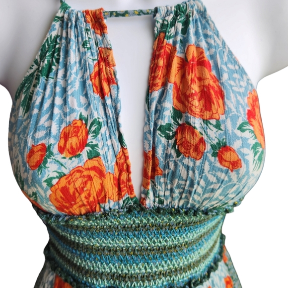 Free People Gabrielle Floral Halter Midi Dress Size XS - Picture 2 of 5